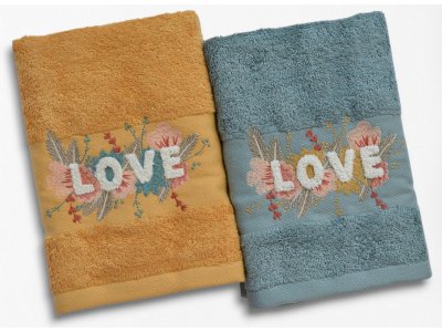 Подарочный набор полотенец Maribor - Love Hardal-Mint (Turkey), 2 штуки